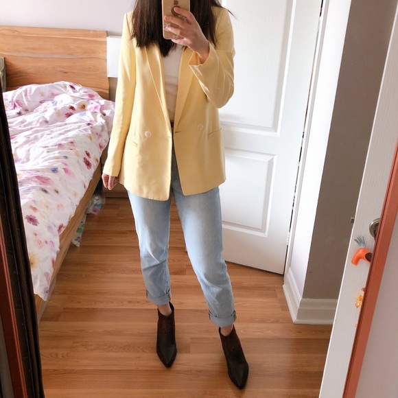 H&M flowy blazer in soft yellow - Picture 5 of 7